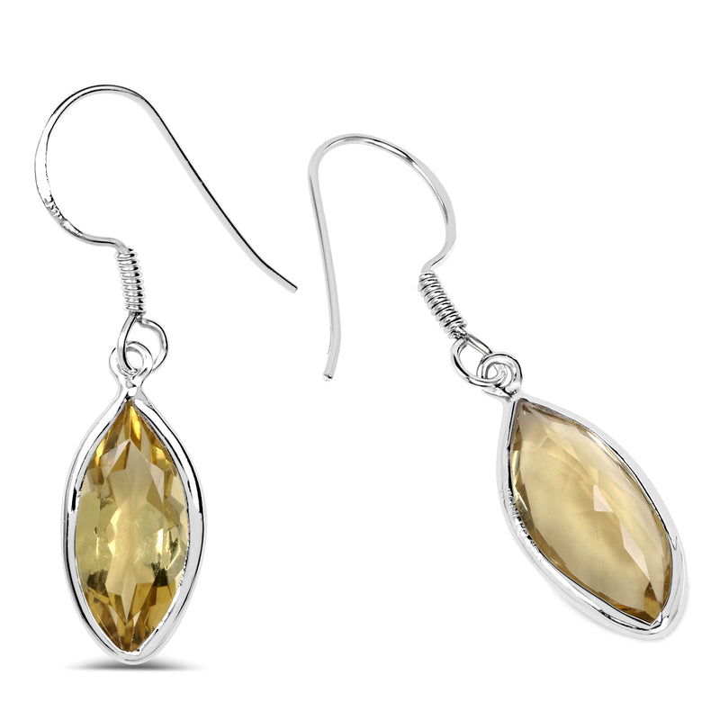 5.60 Carat Genuine Lemon Quartz .925 Sterling Silver Earrings