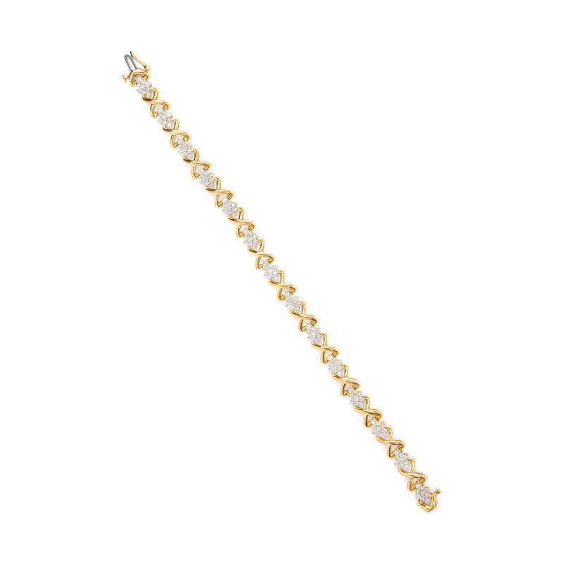 10k Yellow Gold Plated .925 Sterling Silver 2.00 Cttw Round-Cut Diamond Link 7" Bracelet (H-I Color, I2-I3 Clarity)