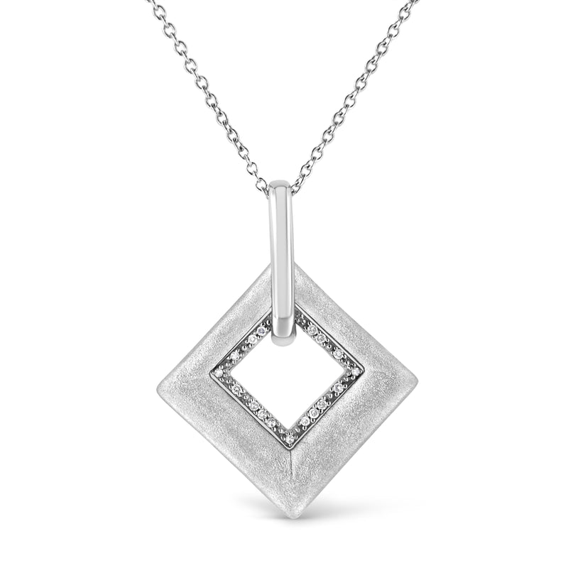 .925 Sterling Silver Pave-Set Diamond Accent Kite Shape 18" Pendant Necklace (I-J Color, I1-I2 Clarity)