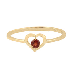 Rhodolite Garnet Heart Shape Stackable Band Ring 10k Yellow Gold Fine Jewelry