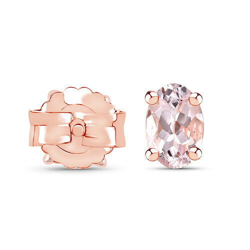 18K Rose Gold Plated 0.80 Carat Genuine Morganite .925 Sterling Silver Earrings