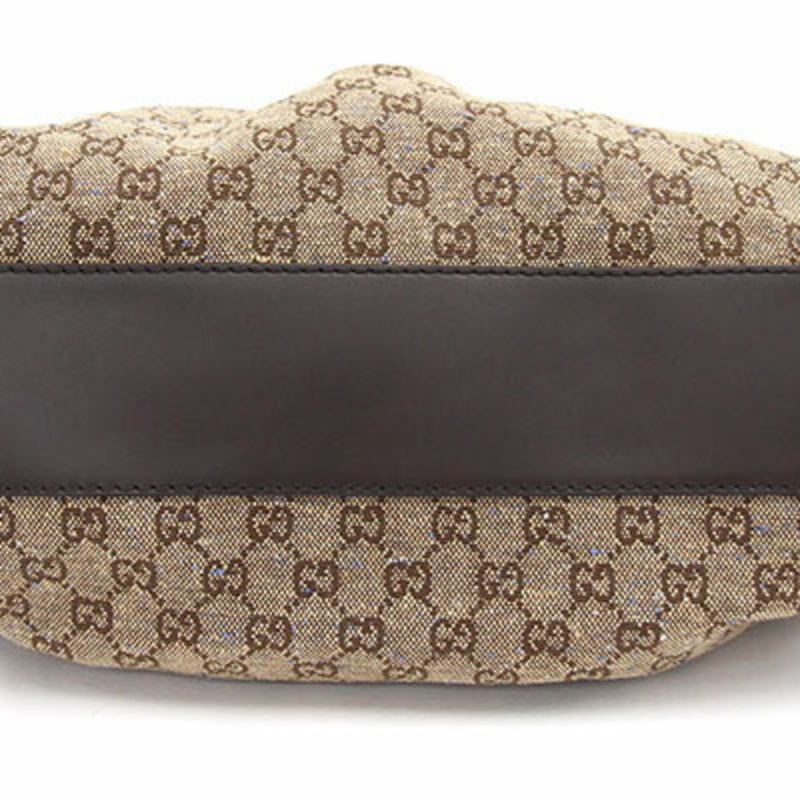 Gucci Handbag GG Canvas Sookie 211944 Brown Dark Leather Womens Tote Bag