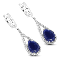 4.59 Carat Genuine Blue Aventurine .925 Sterling Silver Earrings