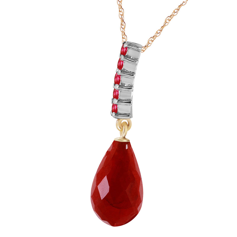 9 Carat 14K Solid Yellow Gold Necklace Briolette Drop Ruby