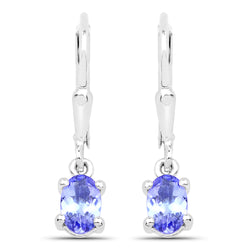 0.88 Carat Genuine Tanzanite .925 Sterling Silver Earrings