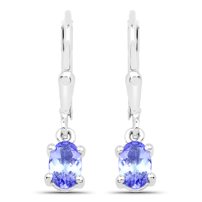 0.88 Carat Genuine Tanzanite .925 Sterling Silver Earrings