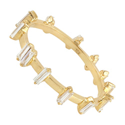 18k Yellow Gold Baguette Cut Diamond Wedding Band Ring Jewelry