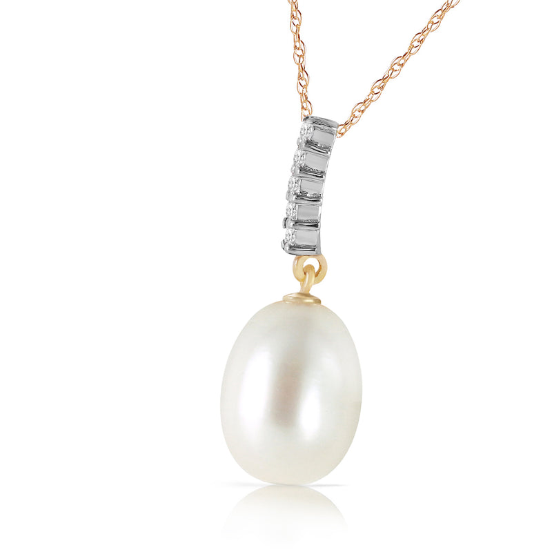 4.08 Carat 14K Solid Yellow Gold Necklace Diamond Briolette Pearl