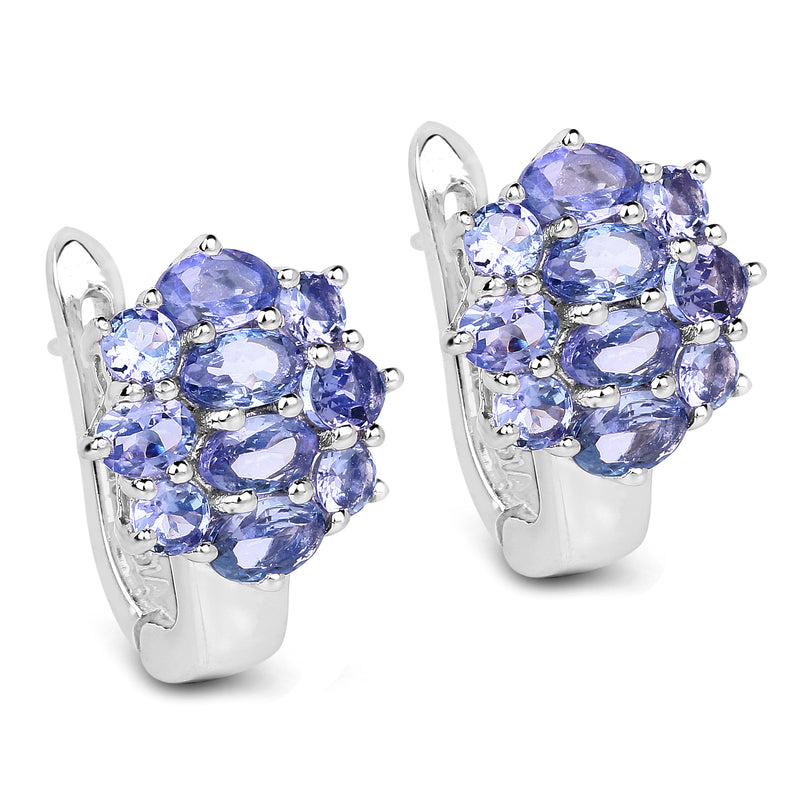 3.48 Carat Genuine Tanzanite .925 Sterling Silver Earrings