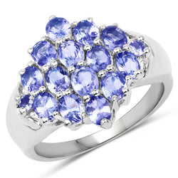 2.45 Carat Genuine Tanzanite .925 Sterling Silver Ring