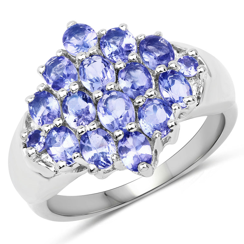 2.45 Carat Genuine Tanzanite .925 Sterling Silver Ring