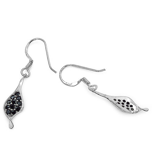 0.87 Carat Genuine Black Spinel .925 Sterling Silver Earrings