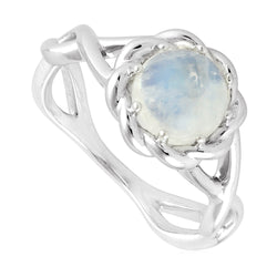 Band Ring Size Studded Moonstone Gemstone 925 Sterling Silver Women's Jewelry