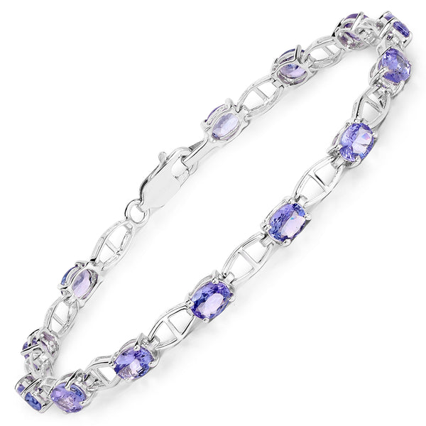 4.29 Carat Genuine Tanzanite .925 Sterling Silver Bracelet