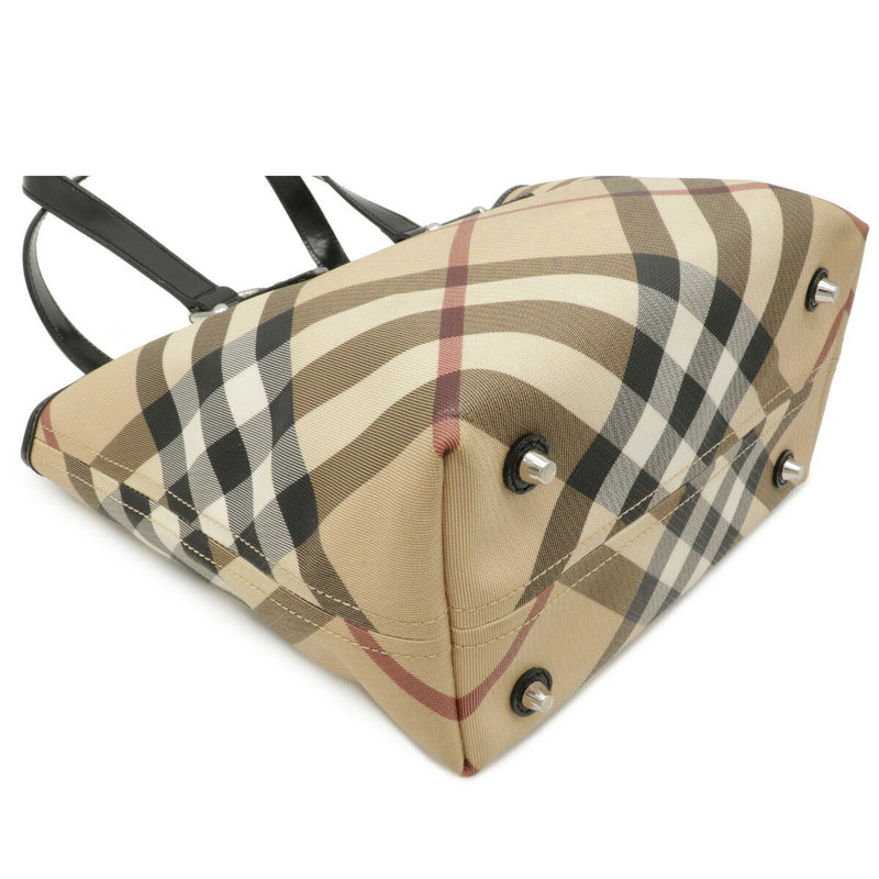 BURBERRY Nova check plaid tote bag shoulder PVC leather beige black red