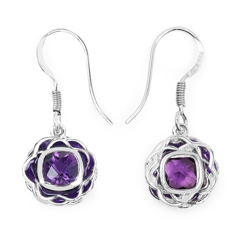 1.50 Carat Genuine Amethyst .925 Sterling Silver Earrings