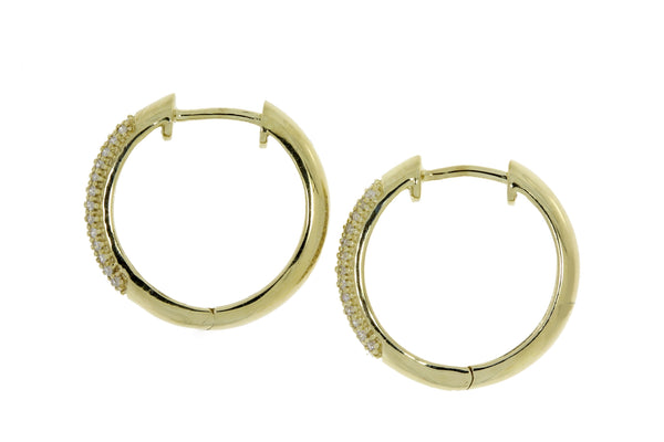 Genuine .25ct Diamond Hoop Earrings 10KT Yellow Gold