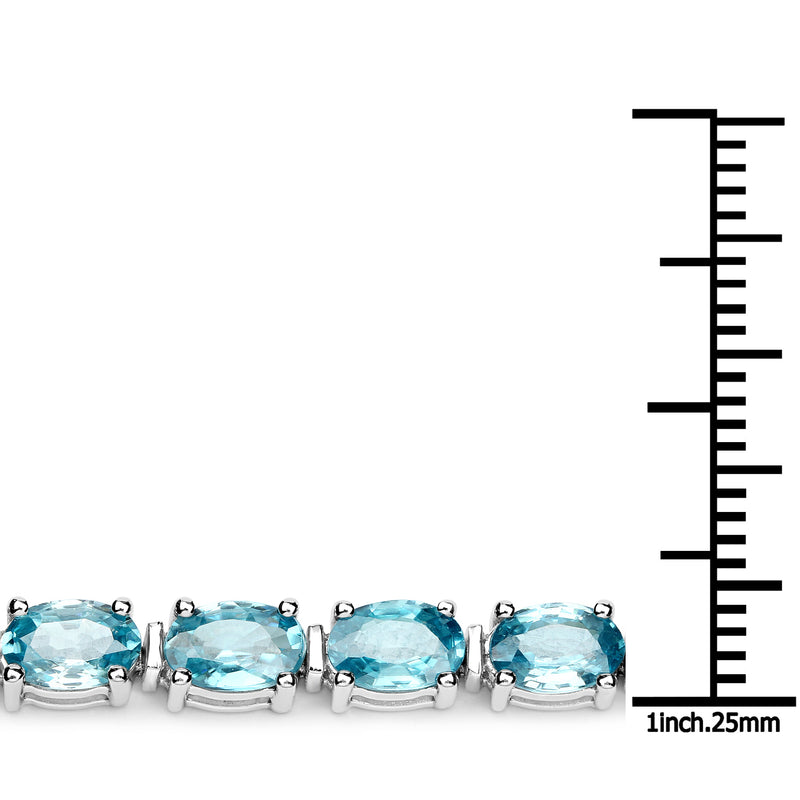 14.30 Carat Genuine Blue Zircon .925 Sterling Silver Bracelet