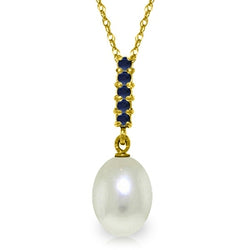 4.2 Carat 14K Solid Yellow Gold Necklace Sapphire Briolette Pearl