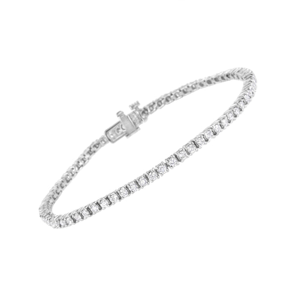 14K White Gold 2 cttw 4-Prong Set Lab Grown Brilliant Round Cut Diamond 7" Tennis Bracelet (G-H Color, SI1-SI2 Clarity)