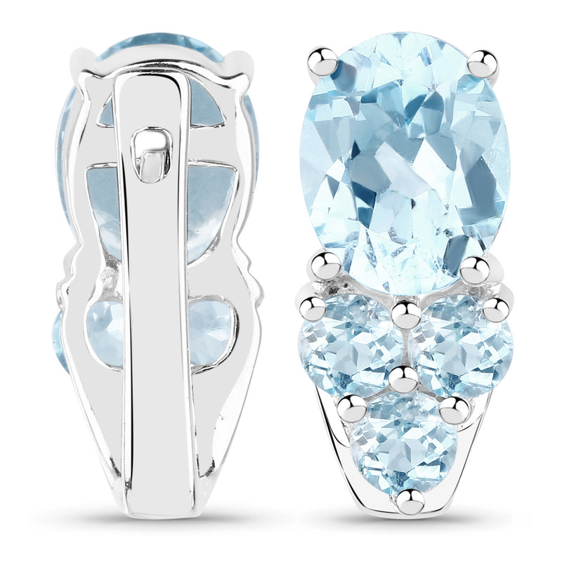 7.02 Carat Genuine Blue Topaz .925 Sterling Silver Earrings