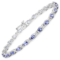 3.36 Carat Genuine Tanzanite .925 Sterling Silver Bracelet