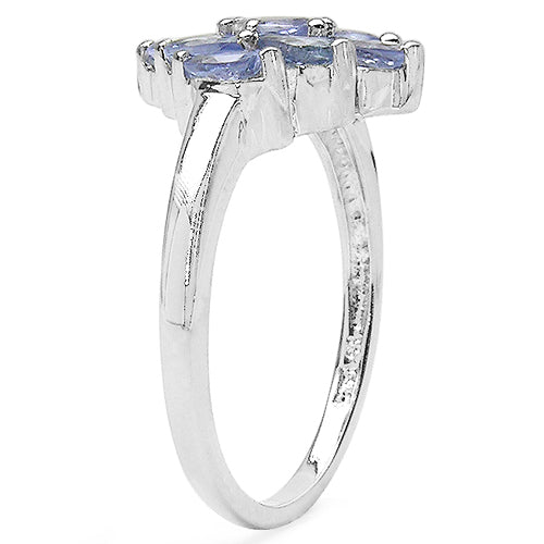 1.29 Carat Genuine Tanzanite .925 Sterling Silver Ring