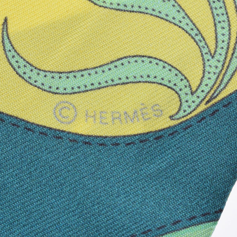 HERMES Hermes Twilly Old Tag Belt Orange / Green Ladies 100% Silk Scarf Muffler