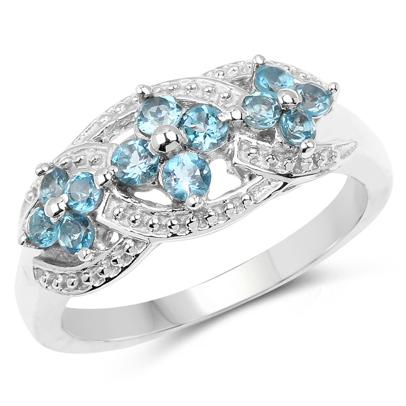 0.66 Carat Genuine London Blue Topaz .925 Sterling Silver Ring