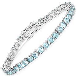 13.86 Carat Genuine Blue Zircon .925 Sterling Silver Bracelet