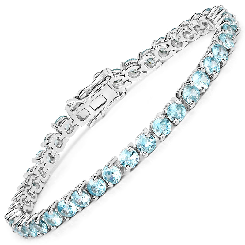 13.86 Carat Genuine Blue Zircon .925 Sterling Silver Bracelet