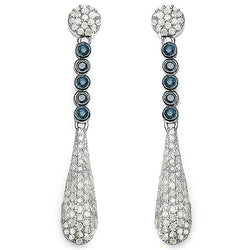 1.05 Carat Genuine Blue Diamond & White Diamond .925 Sterling Silver Earrings