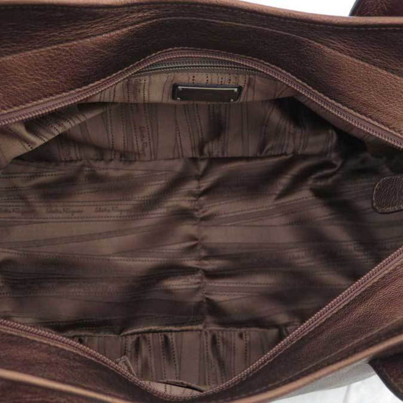 Salvatore Ferragamo Bag Metallic Brown Leather Tote Shoulder Ladies