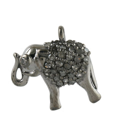 0.22 ct Pave Diamond Sterling Silver Elephant Design Charm Pendant Jewelry