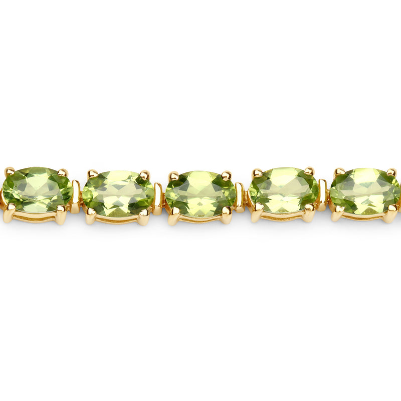 18K Yellow Gold Plated 11.18 Carat Genuine Peridot .925 Sterling Silver Bracelet