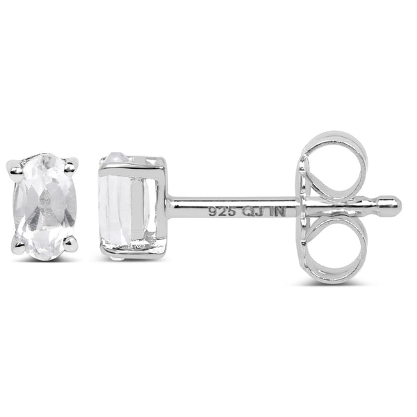 0.70 Carat Genuine White Topaz .925 Sterling Silver Earrings