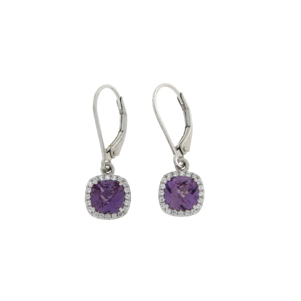 Created Alexandrite Dangle Earrings Sterling Silver