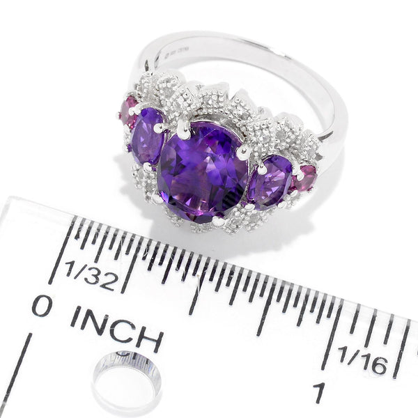 925 Sterling Silver Women Cocktail Ring African Amethyst