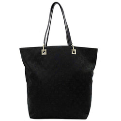 Gucci Tote Bag Black Gold 002 1098 Canvas Leather GUCCI GG Handbag Womens