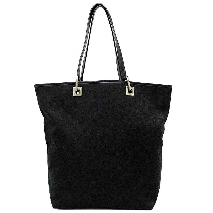 Gucci Tote Bag Black Gold 002 1098 Canvas Leather GUCCI GG Handbag Womens