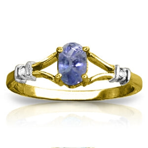 14K Solid Yellow Gold Ring w/ Natural Diamonds & Tanzanite