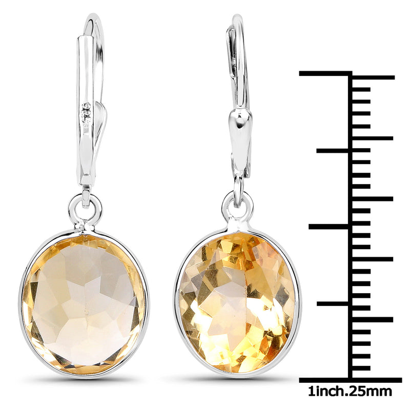 9.60 Carat Genuine Citrine .925 Sterling Silver Earrings