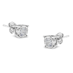 .925 Sterling Silver 1/2 Cttw Near Colorless Round Brilliant-Cut Diamond Miracle-Set Stud Earrings (H-I Color, I2-I3 Clarity)