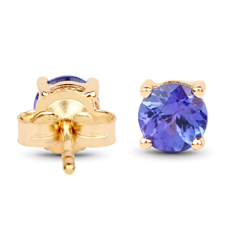 0.57 Carat Genuine Tanzanite 14K Yellow Gold Earrings