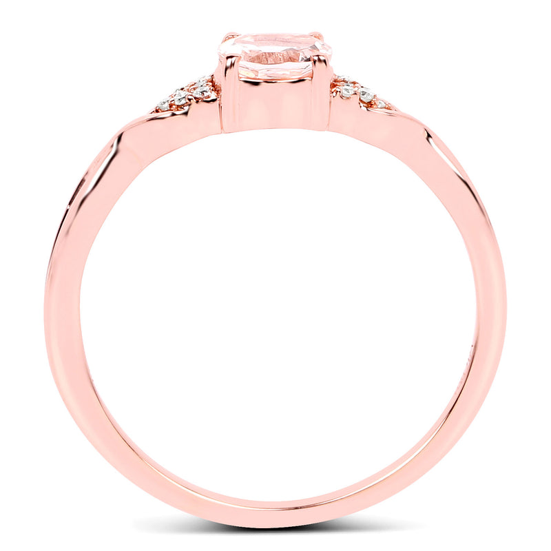 0.45 Carat Genuine Morganite and White Diamond 14K Rose Gold Ring