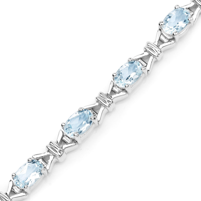 5.60 Carat Genuine Aquamarine .925 Sterling Silver Bracelet