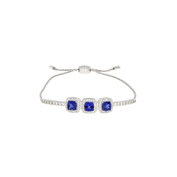 Natural Created Sapphire Bolo Brac Sterling Silver