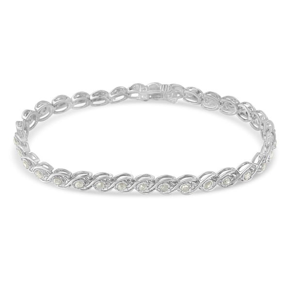 .925 Sterling Silver 2 cttw Miracle Plate Set Diamond Spiral Link Bracelet (I-J Color, I3 Clarity) -7"