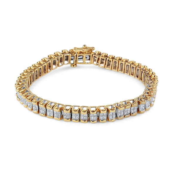 14k Yellow Gold 3ct TDW Diamond Tennis Bracelet (H-I SI1-SI2)