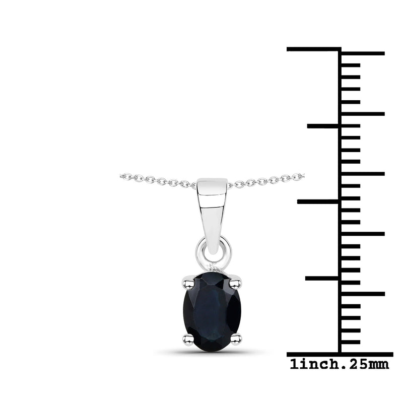 0.95 Carat Genuine Blue Sapphire .925 Sterling Silver Pendant